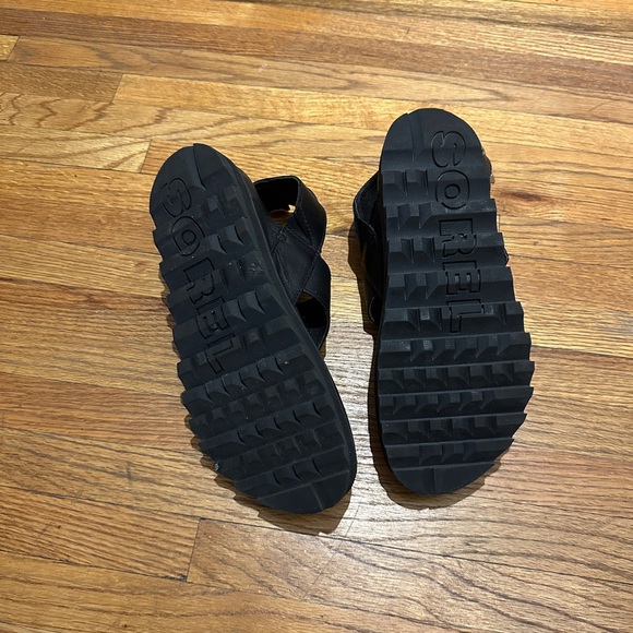 Sorel Women’s Roaming T-Strap Sandals in Black Leather - Picture 6 of 7